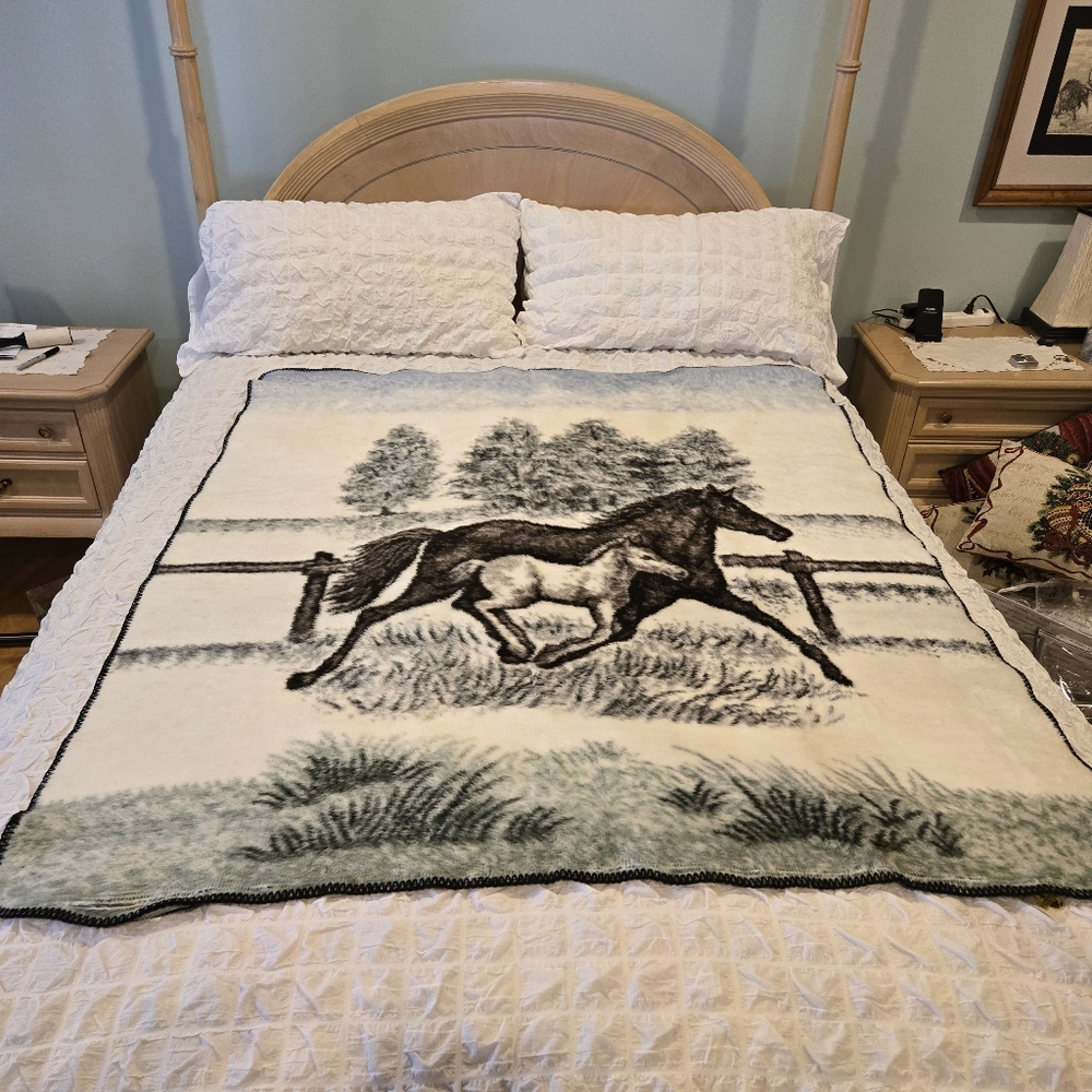 Earth Ragz Reversible Equestrian Throw Blanket – 50" x 57"
